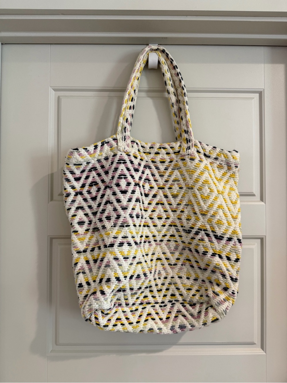 Woven Cotton Geometric Pattern Tote Bag‎